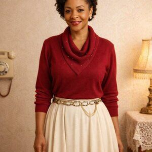 Vintage ST. JOHN by Marie Gray Cowl Neck Sweater Size 8